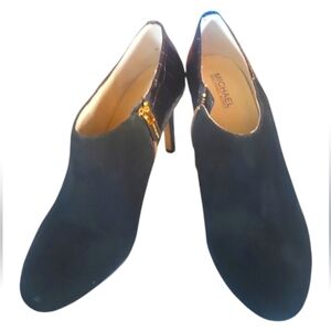 Michael Kors Women's Black Side Zip Up Leather Suede Ankle Booties Sz 10